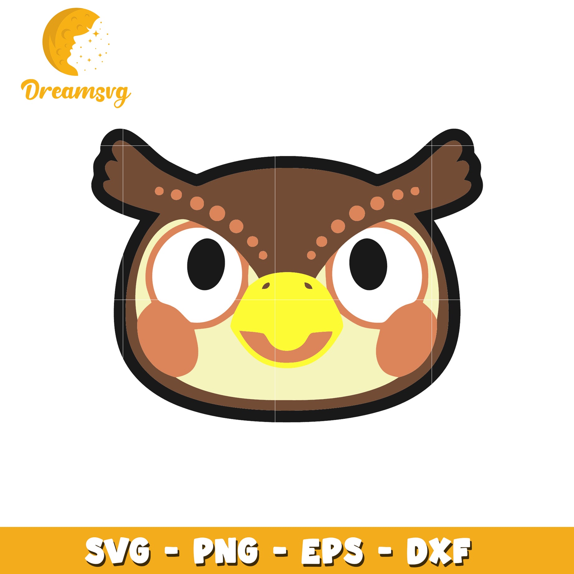 Cute Owl Face SVG PNG EPS DXF