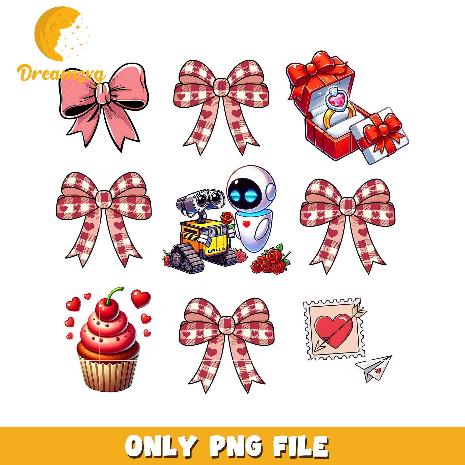 Cute PNG Bow and Gift Icons for Celebrations and Events