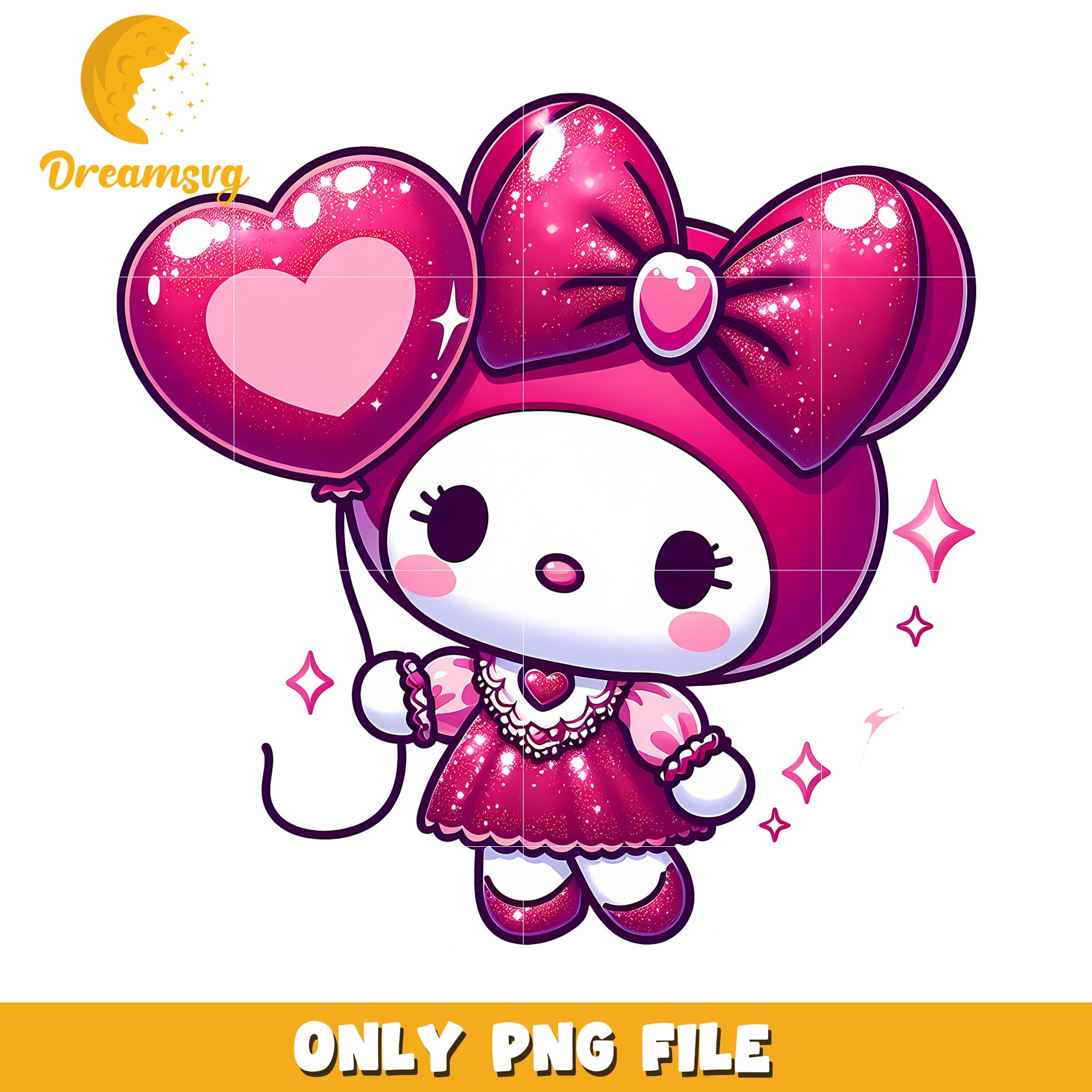 Cute Pink Balloon Character PNG File for Crafting Projects