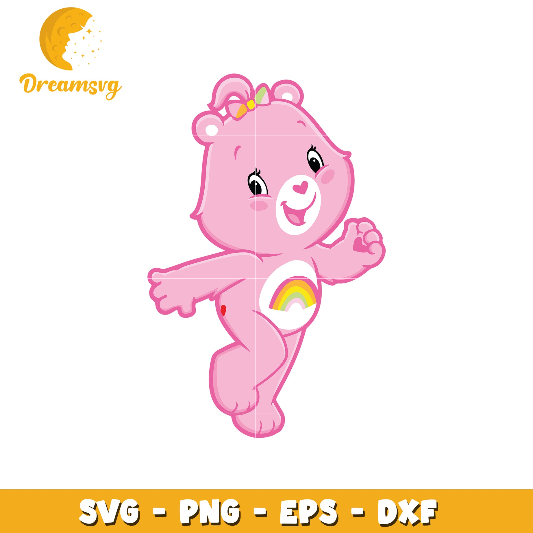 Cute Pink Bear SVG Design with Rainbow for Craft Projects