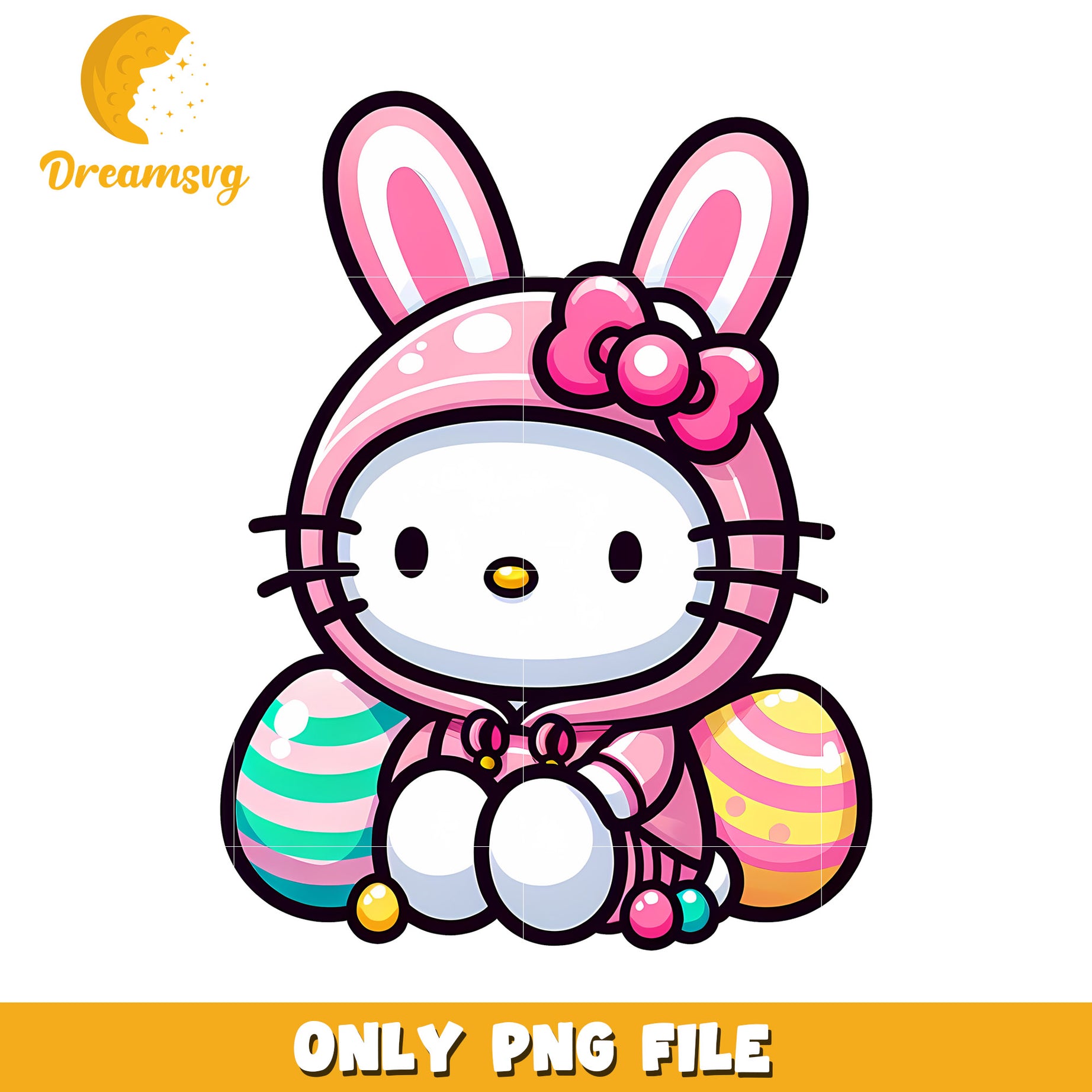 Cute Pink Bunny Character PNG File for Easter Celebrations