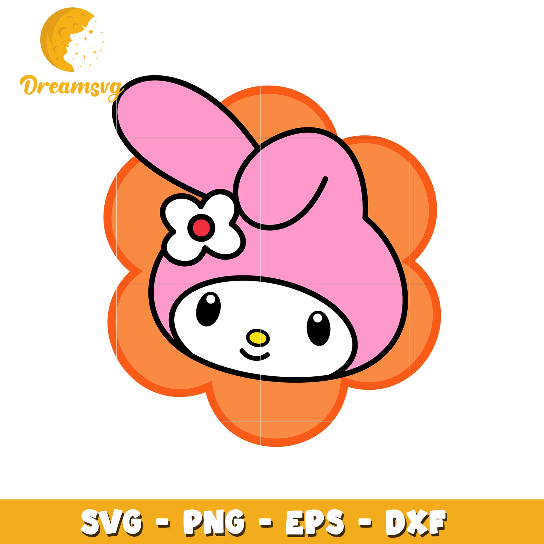 Cute Pink Bunny Flower SVG Design for Crafts and Projects