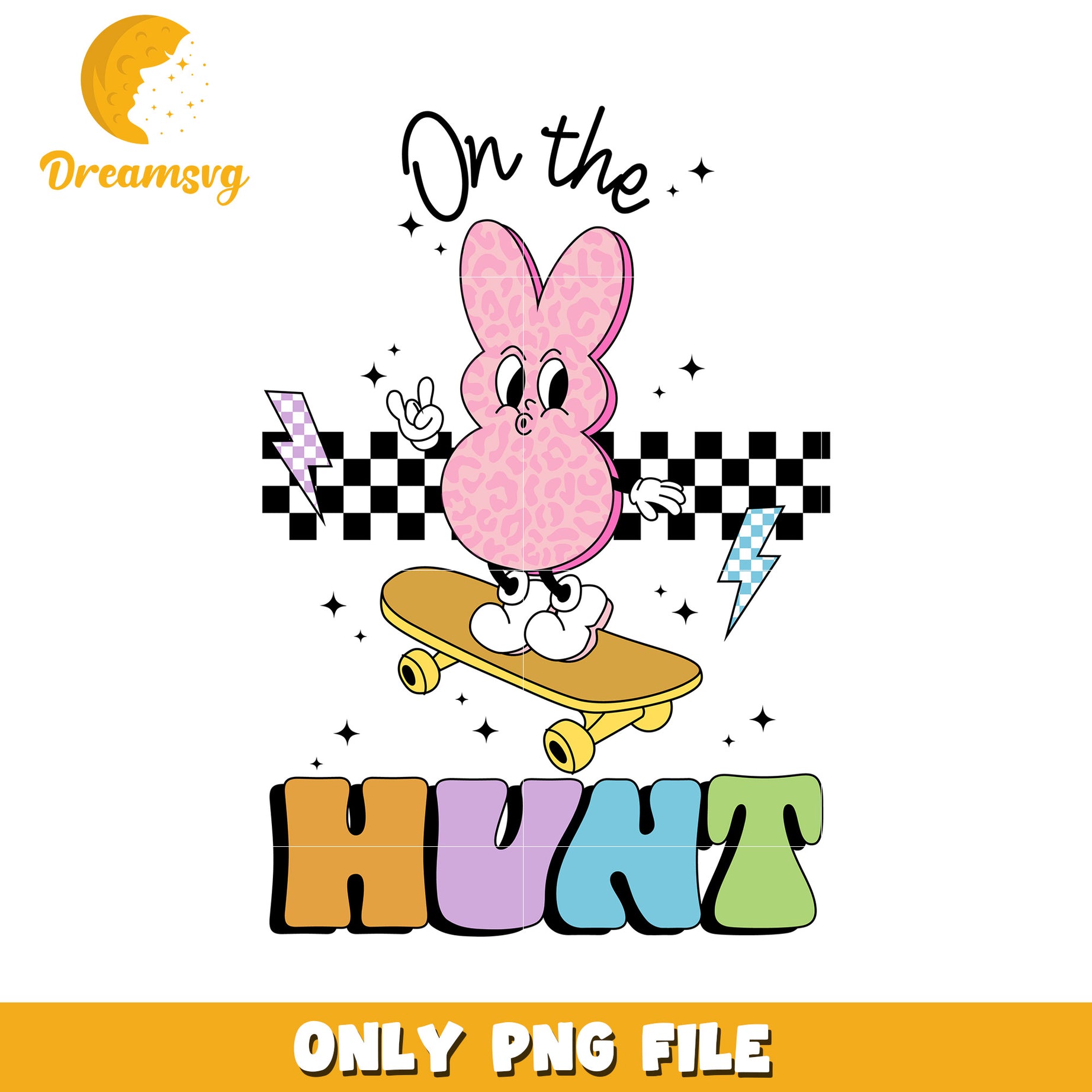 Cute Pink Bunny on Skateboard Design PNG File Download