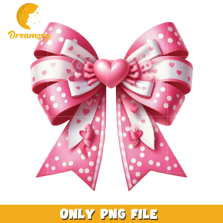 Cute Pink Heart Bow PNG for Crafts and Decor Designs