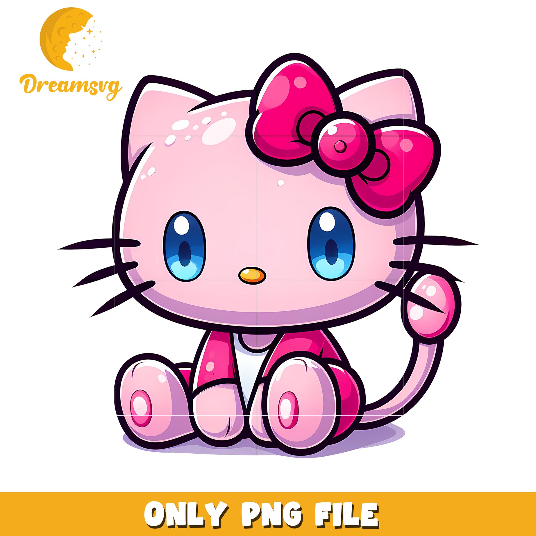 Pink Kitty Graphics Cute Pink Kitty PNG Cartoon Image – DreamSVG Store