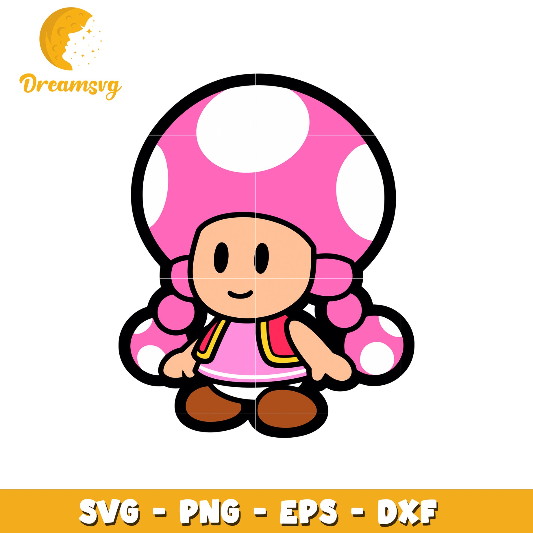 Cute Pink Mushroom Character SVG File for Crafts and Designs