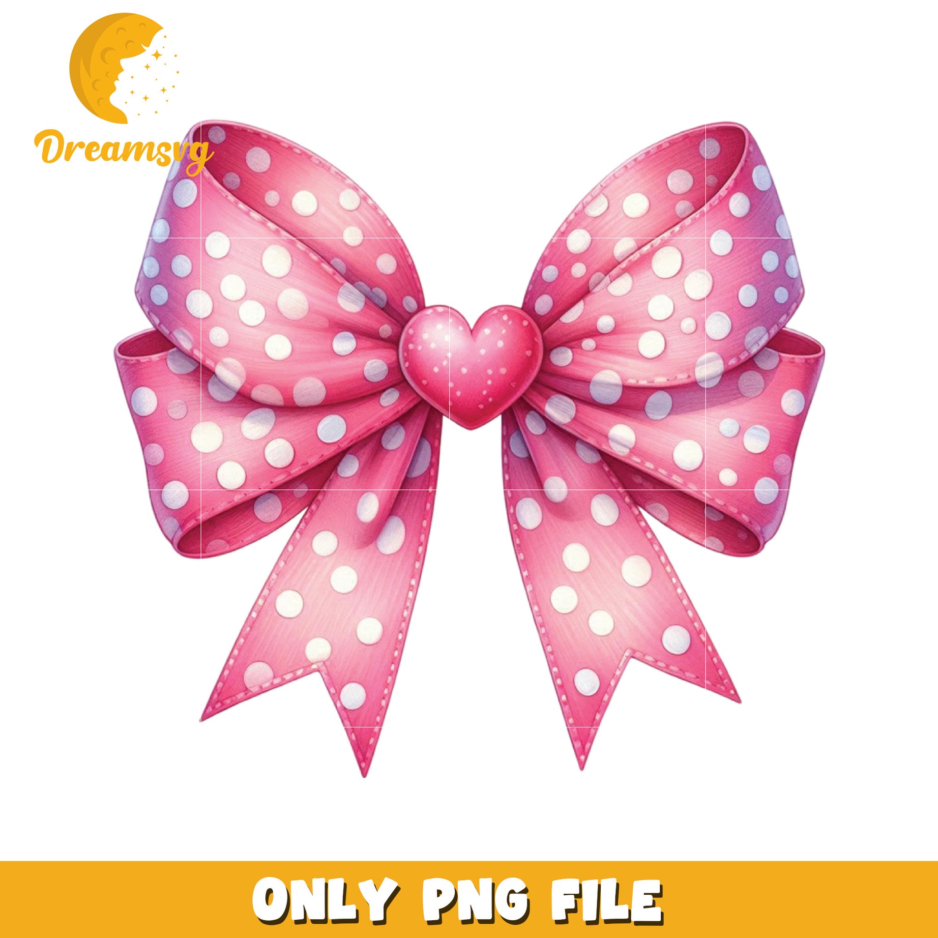 Cute Pink Polka Dot Bow PNG File for Craft Projects