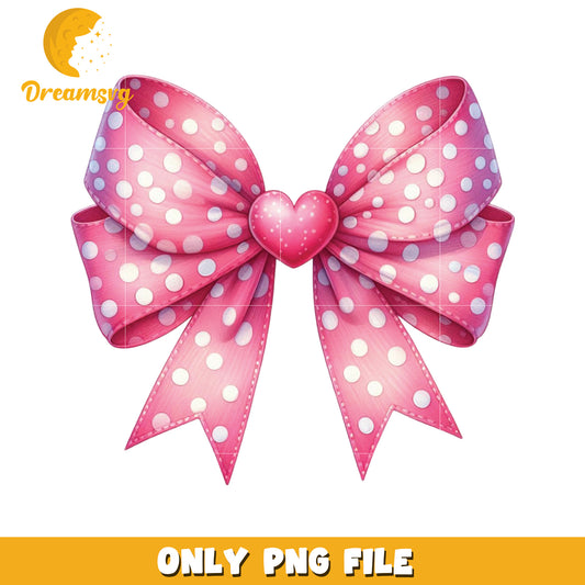 Cute Pink Polka Dot Bow PNG File for Craft Projects