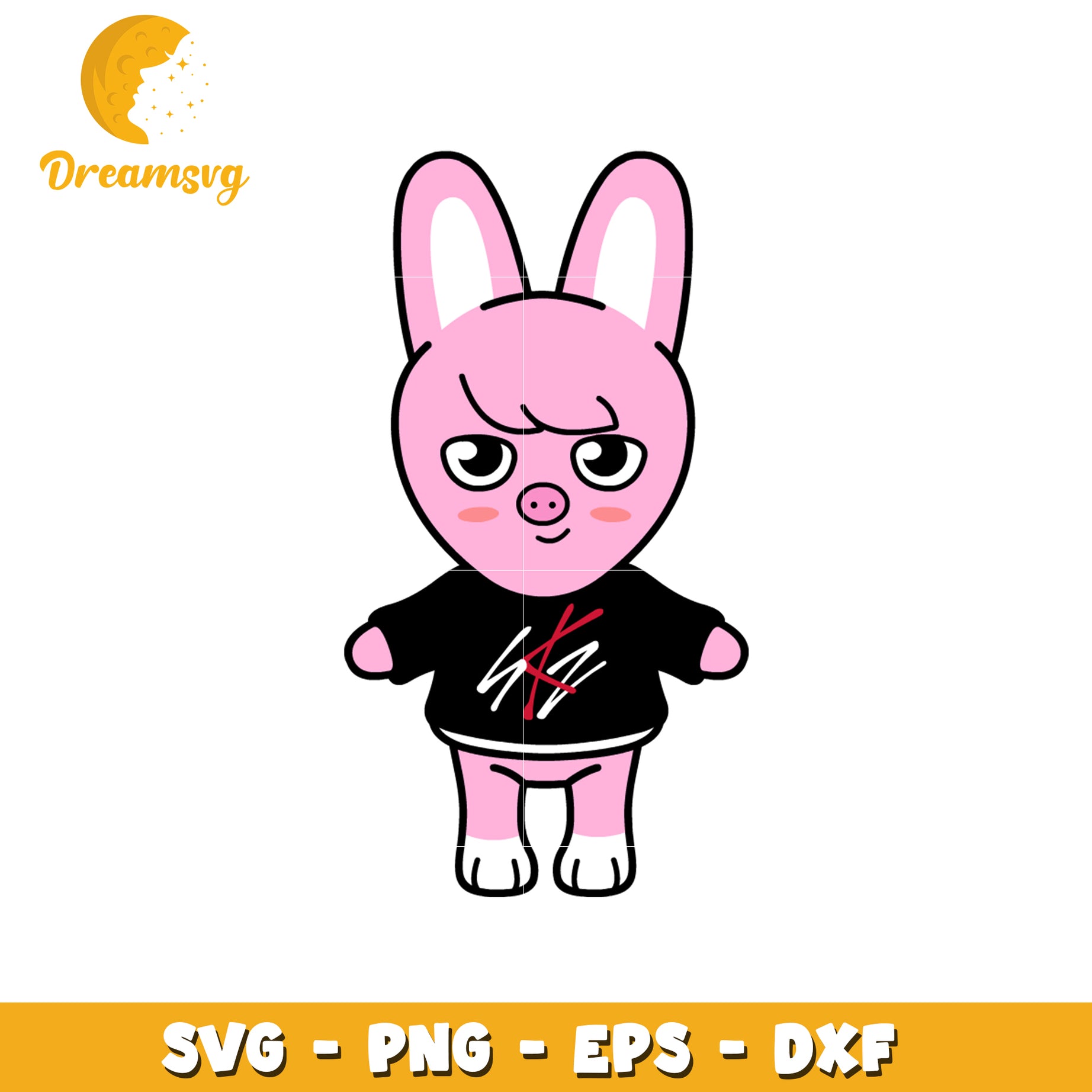 Cute Pink Rabbit Character SVG Design for Crafting