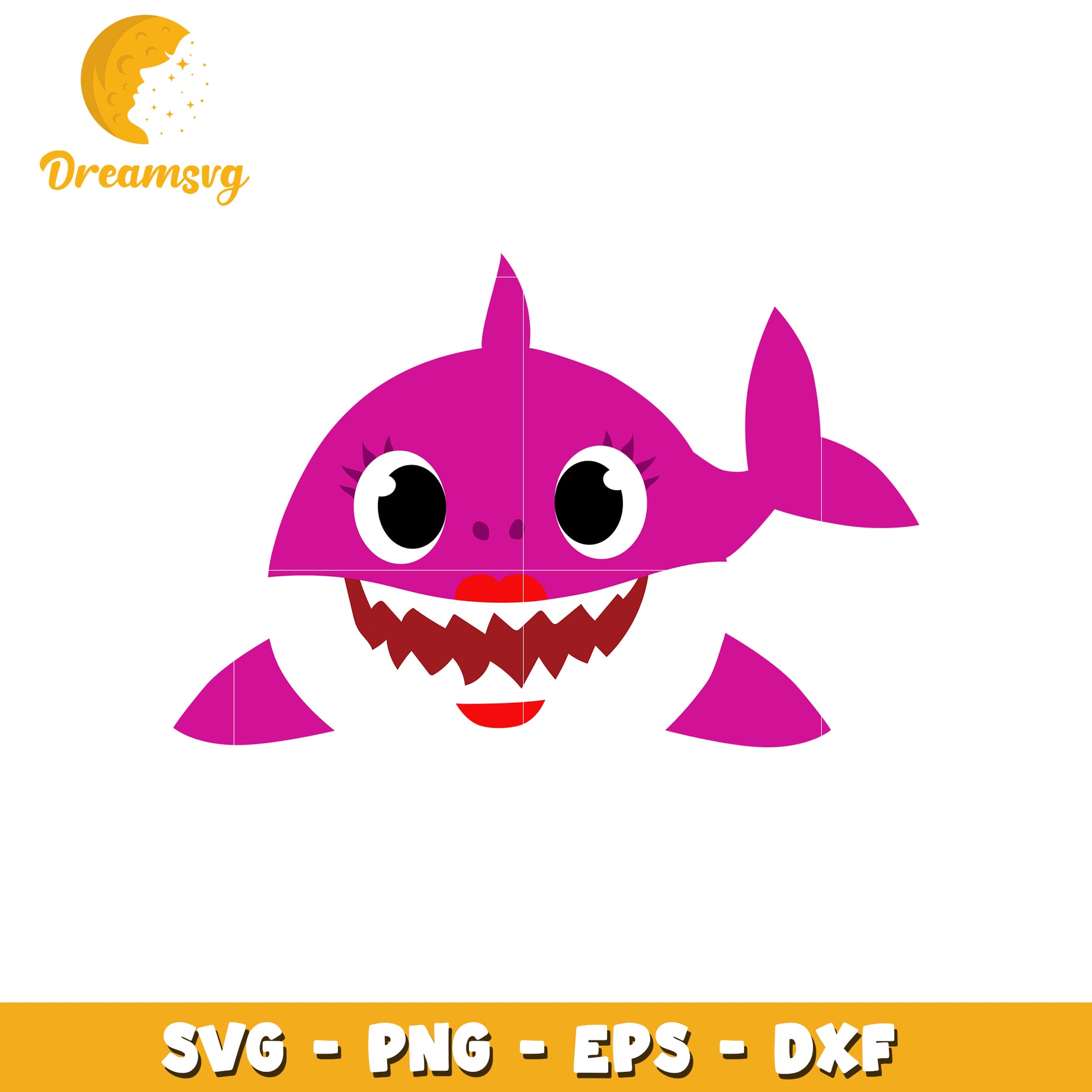 Cute Pink Shark SVG File for Kids Craft and DIY Projects