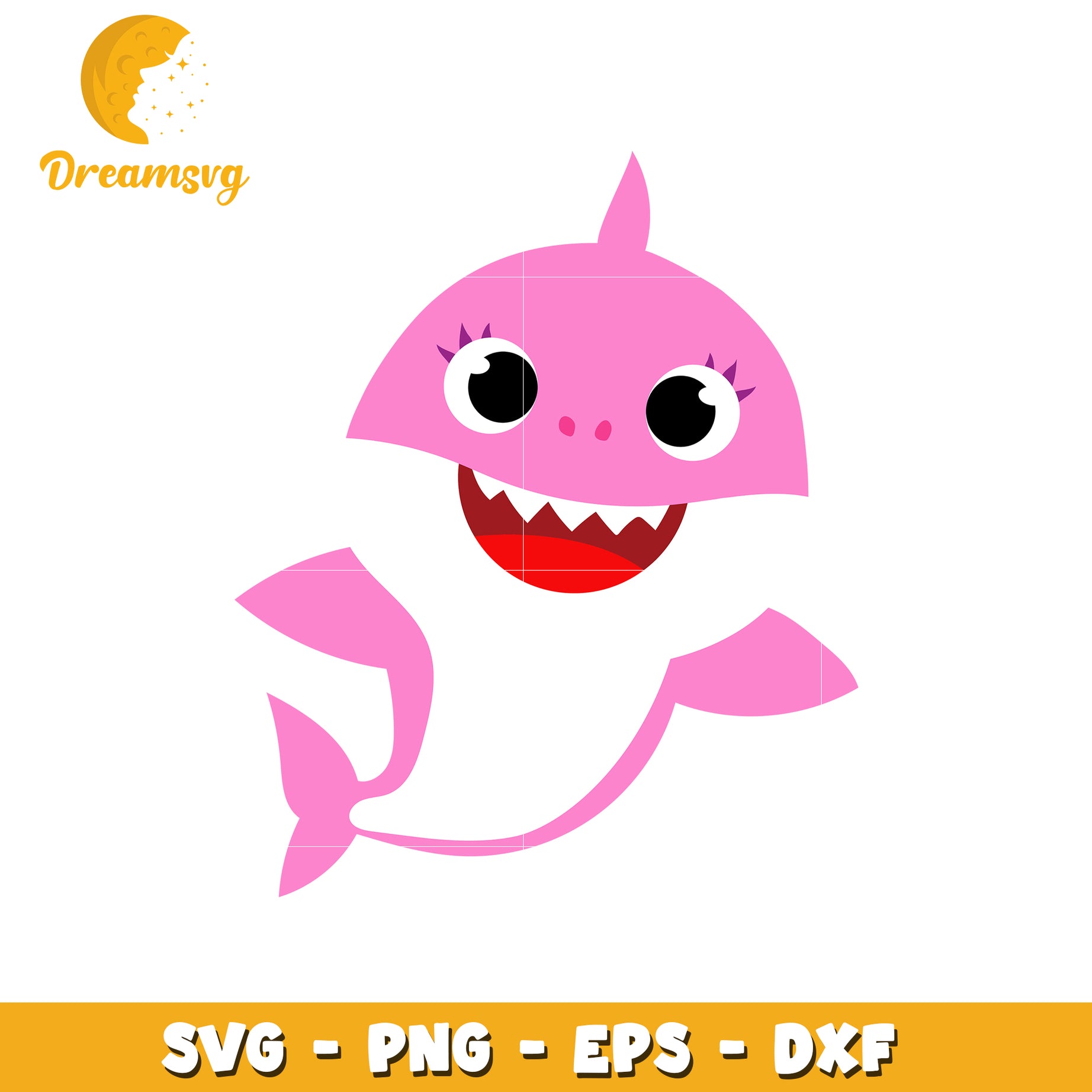 Cute Pink Shark SVG File for Kids Crafts and Party Decor