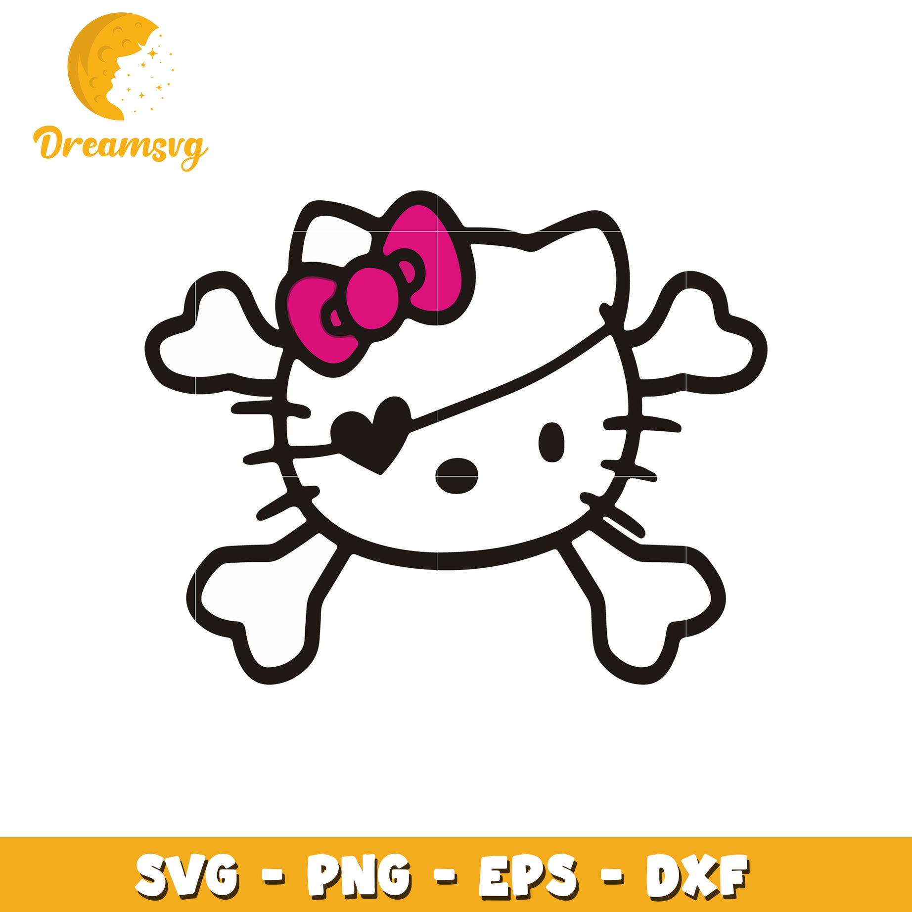 Cute Pirate Kitty SVG Design with Bow and Crossbones Art