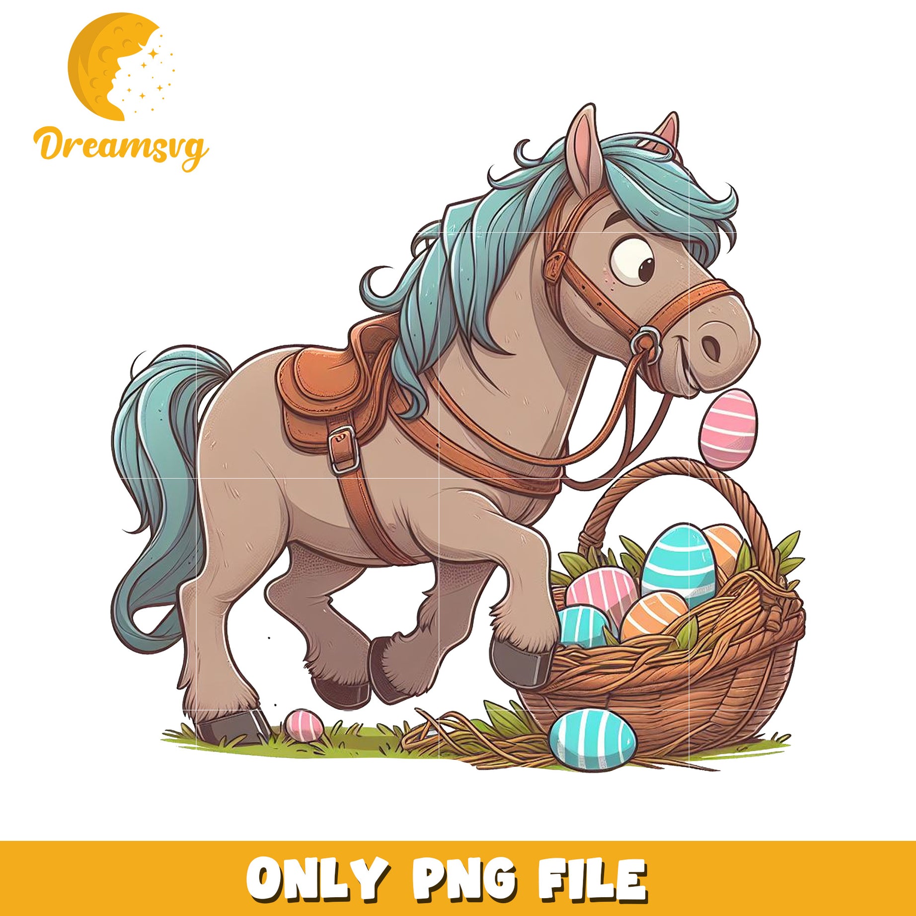 Cute Pony with Easter Eggs PNG Graphic File Download