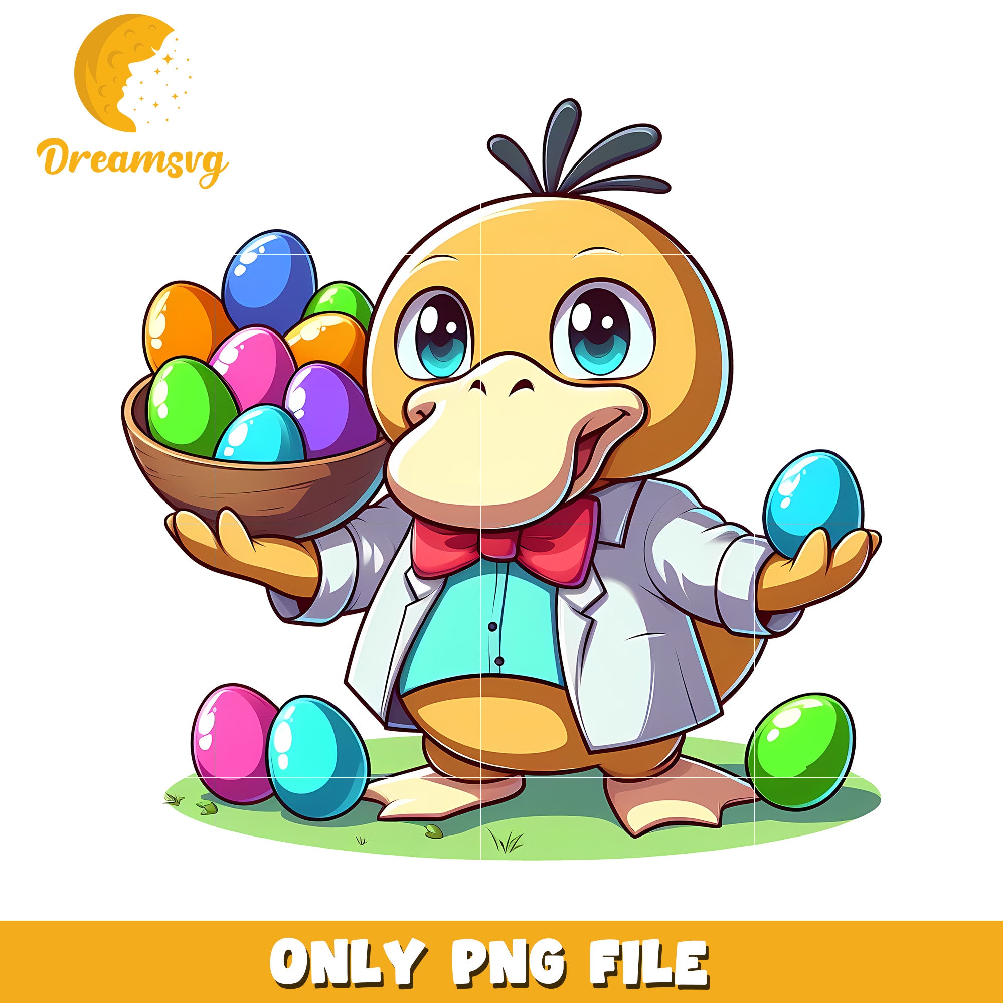 Cute Psyduck character easter eggs png, easter eggs png, pokemon png