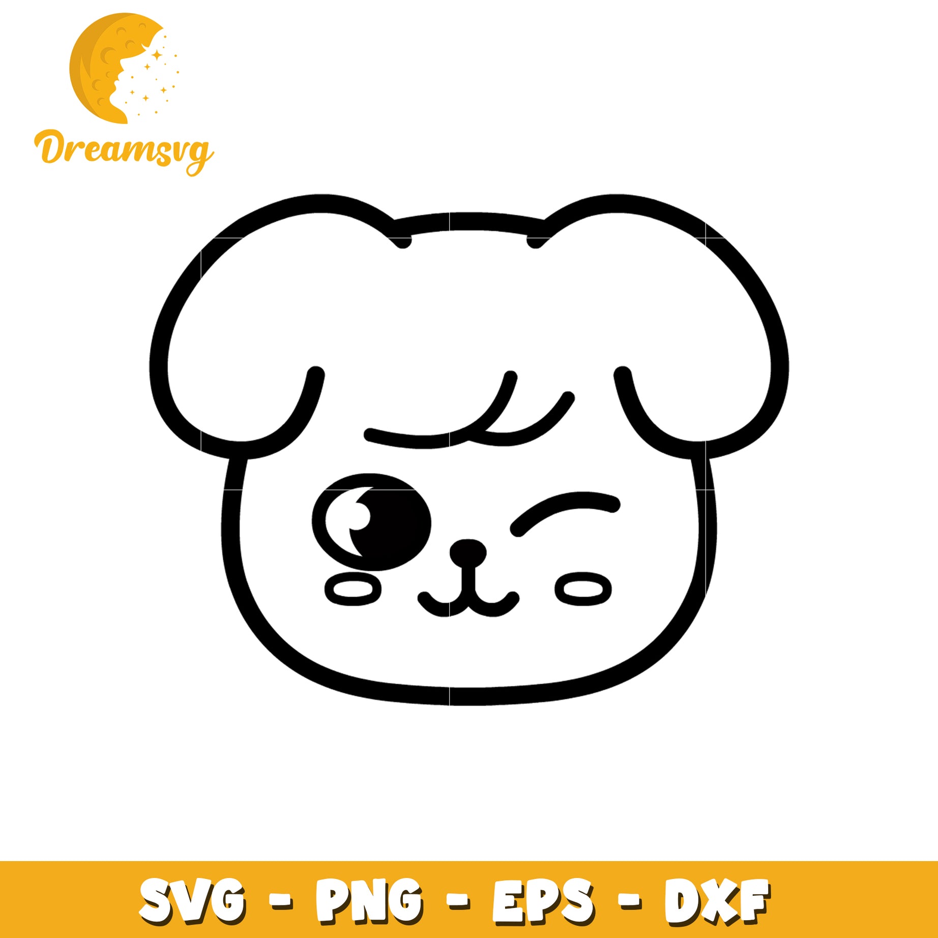 Cute Puppy Dog Face SVG PNG EPS DXF