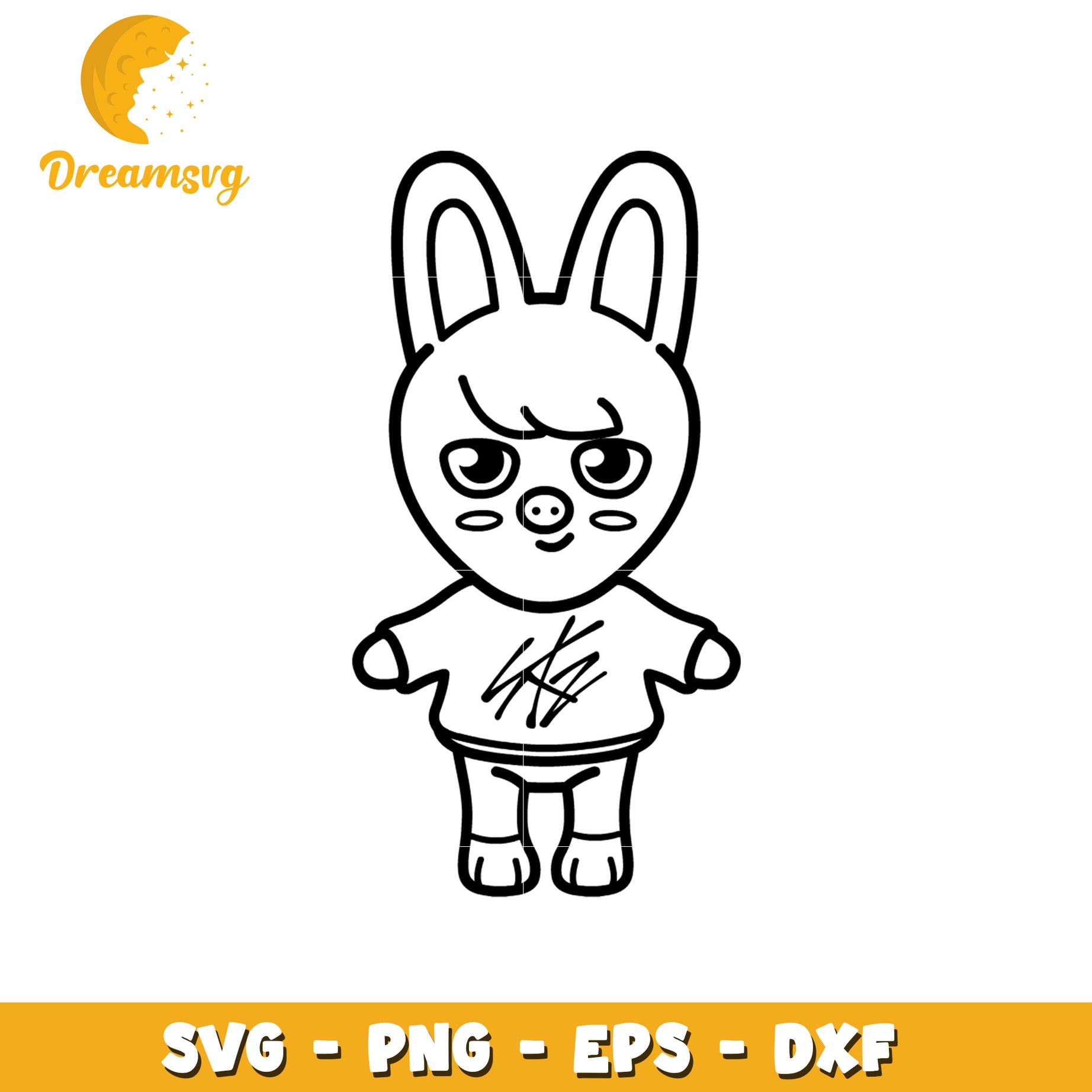 Cute Rabbit Character SVG Design for Crafts and Projects