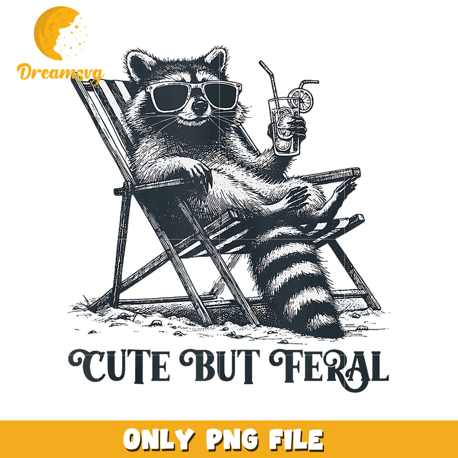 Cute Raccoon Beach PNG  Feral Animal Design
