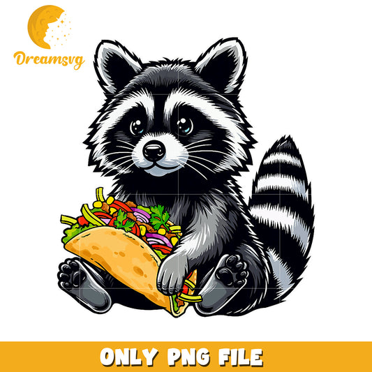 Cute Raccoon Eating Taco PNG Image