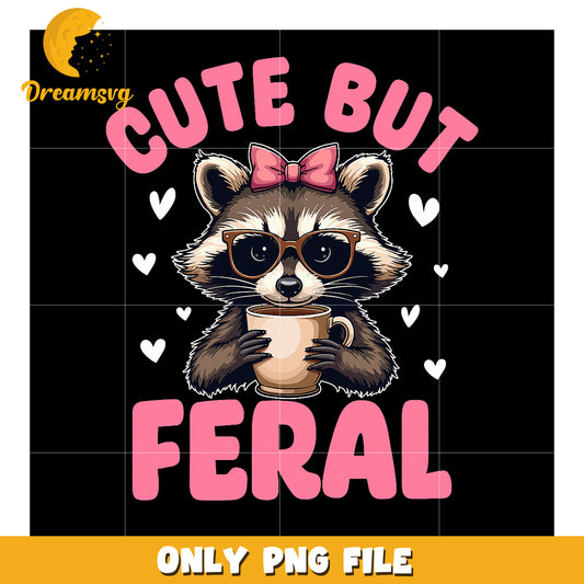 Cute Raccoon PNG Coffee Lover Design