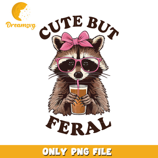 Cute Raccoon PNG Feral But Adorable Drink Design