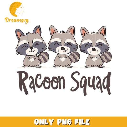 Cute Raccoon Squad PNG Graphic