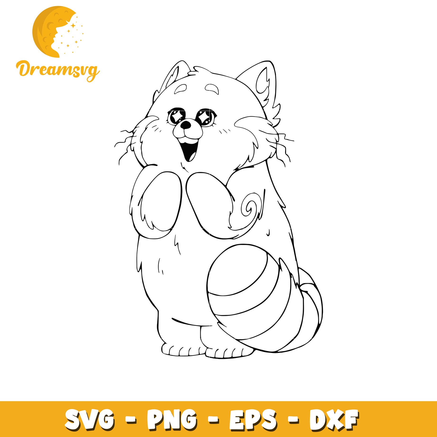 Cute Red Panda SVG PNG EPS DXF Coloring Page