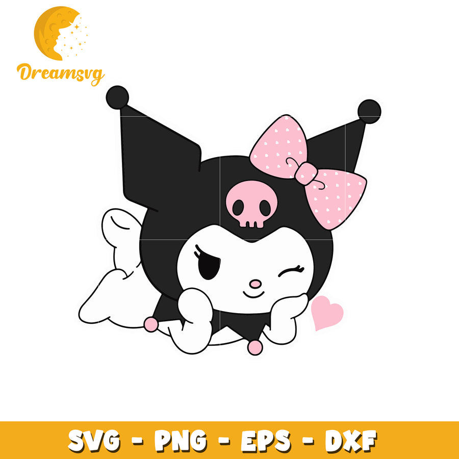 Cute Skull Bow Kawaii Character SVG PNG EPS DXF Design