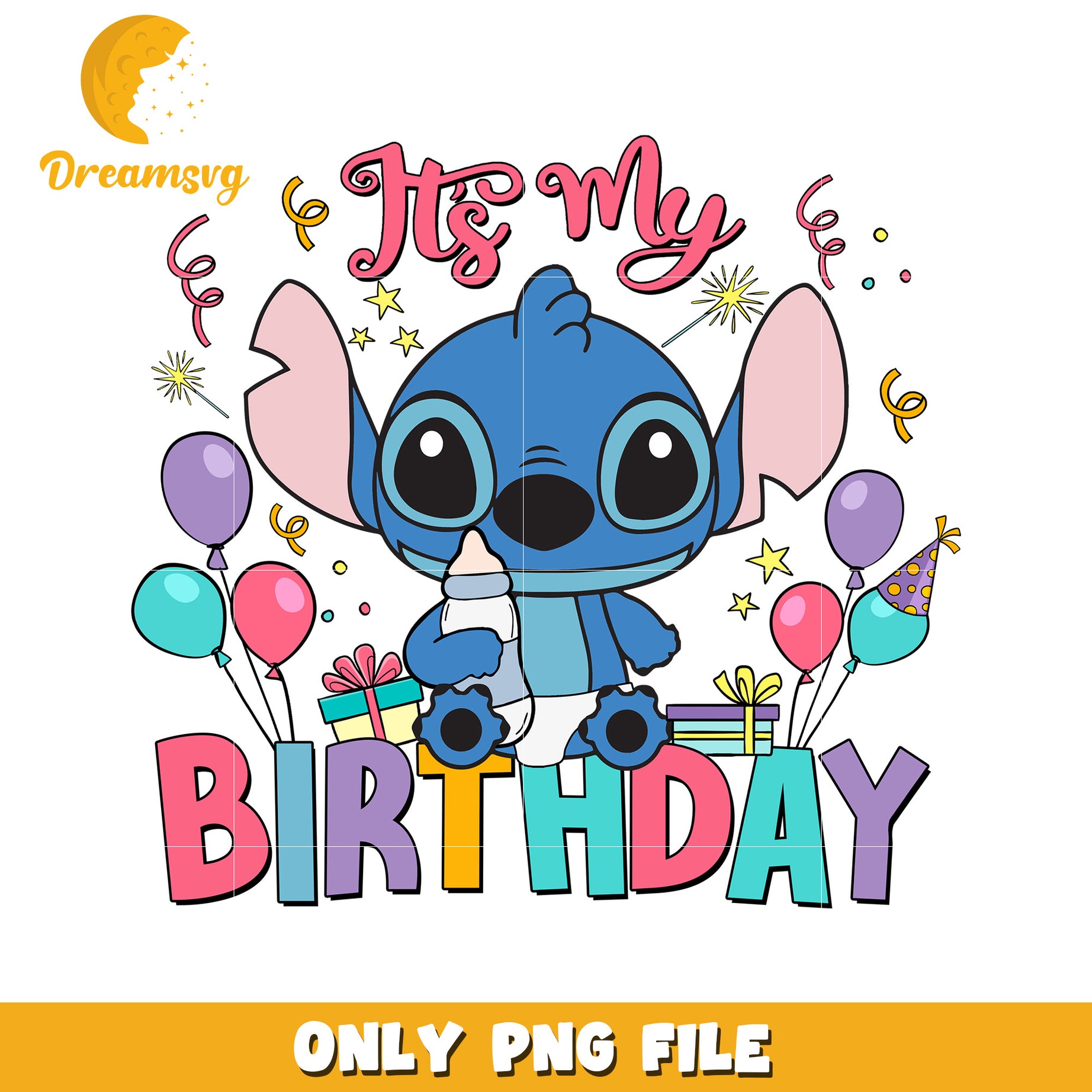 Cute Stitch Birthday Celebration PNG for Kids Parties