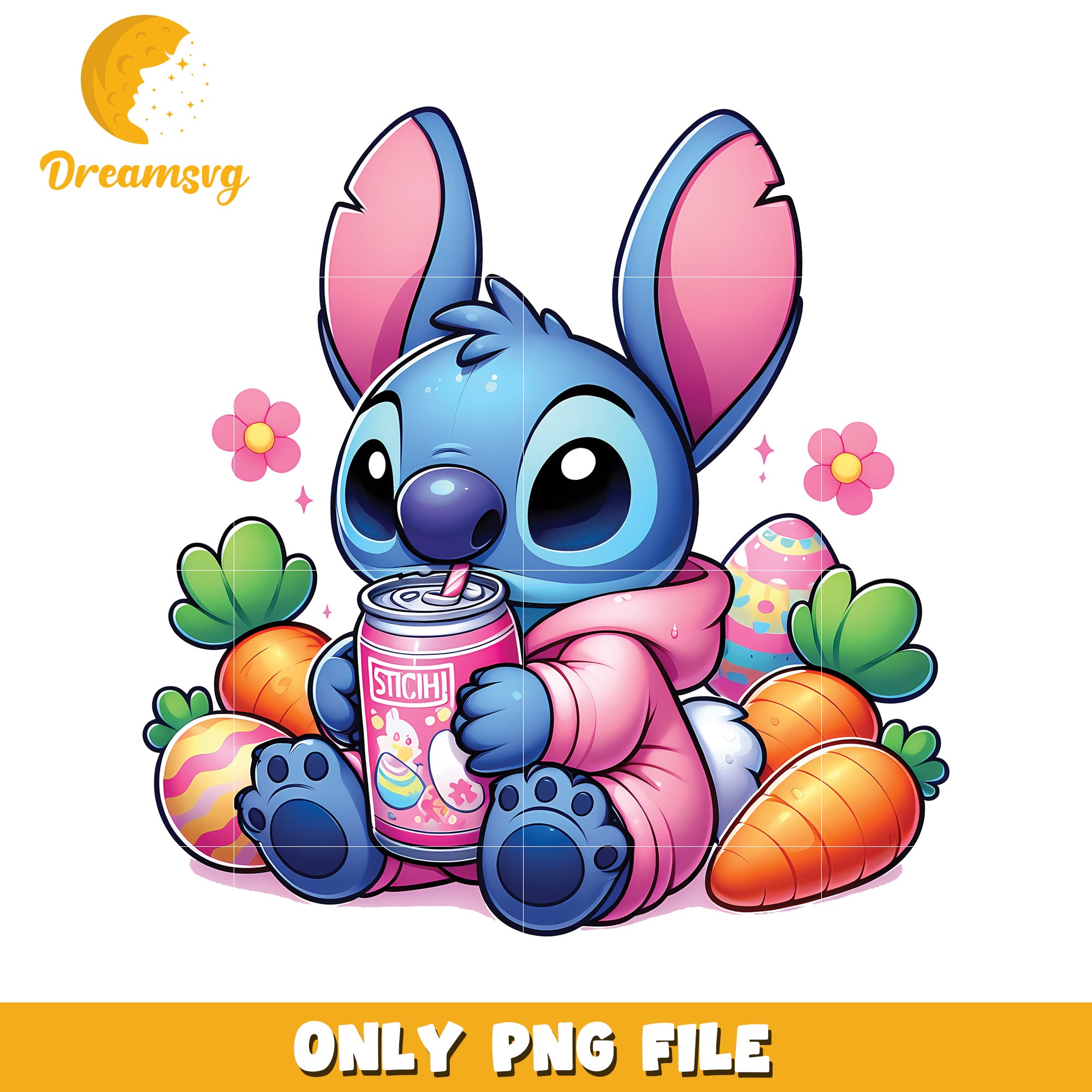 Cute Stitch Easter Bunny PNG Image