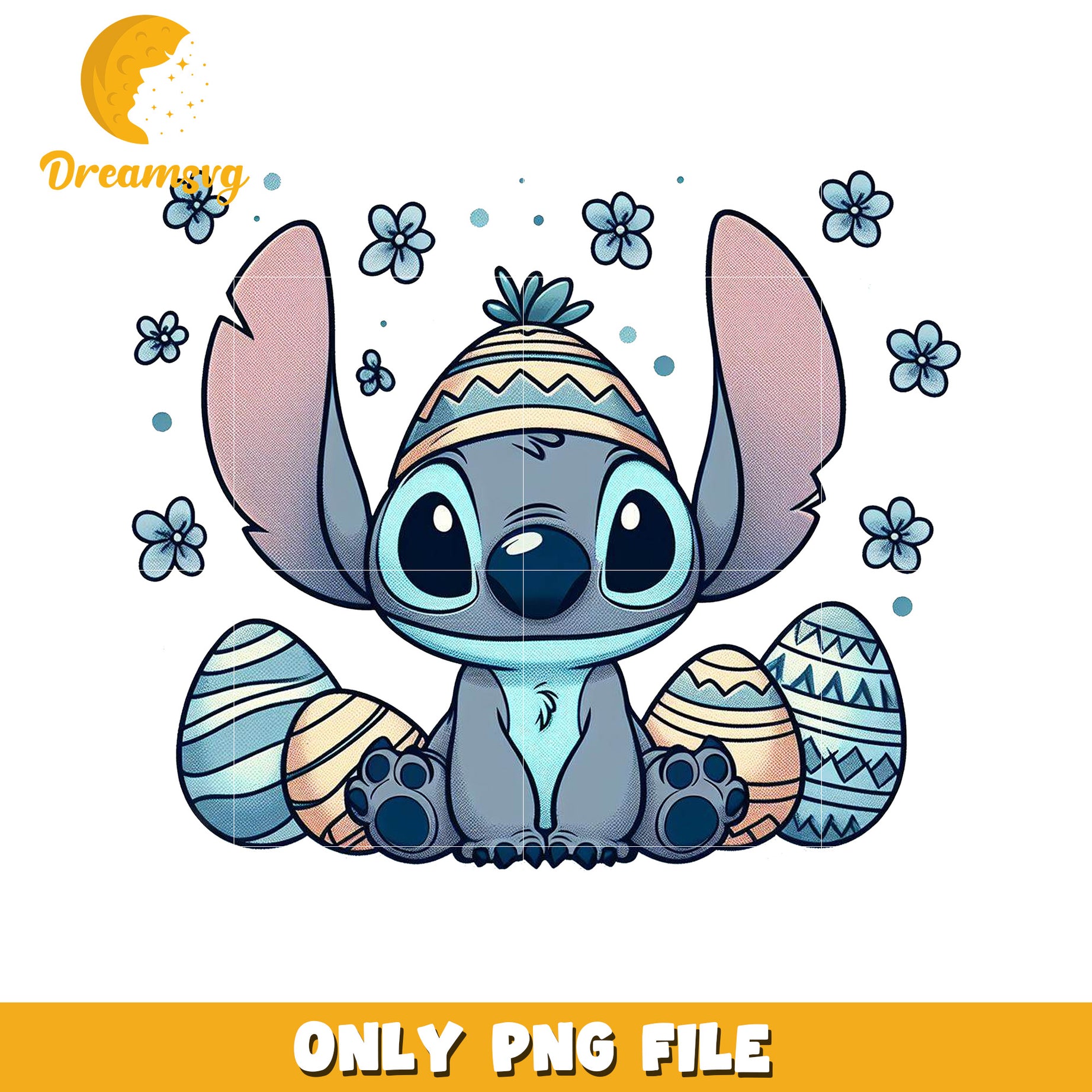 Cute Stitch Easter PNG Design