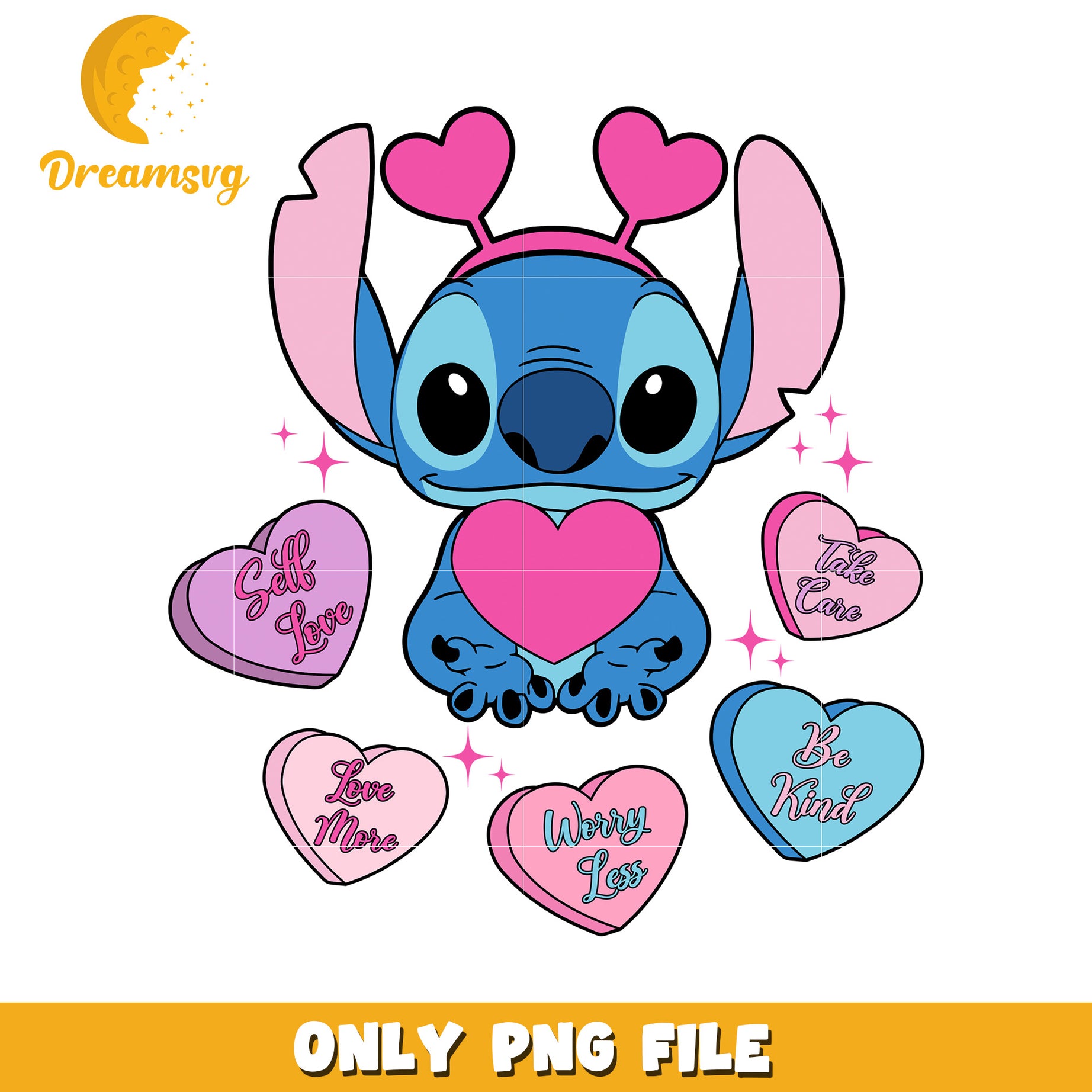 Cute Stitch Heart Design PNG for Love and Kindness Decor