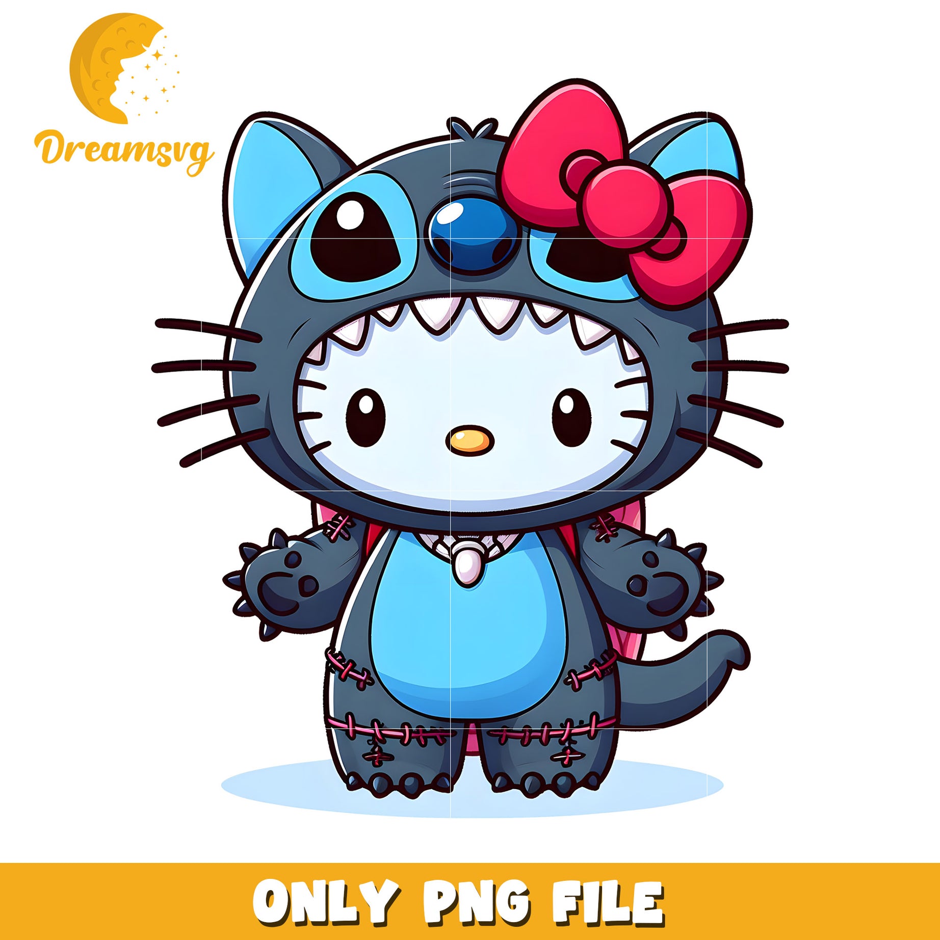 Cute Stitch Hello Kitty PNG Cartoon