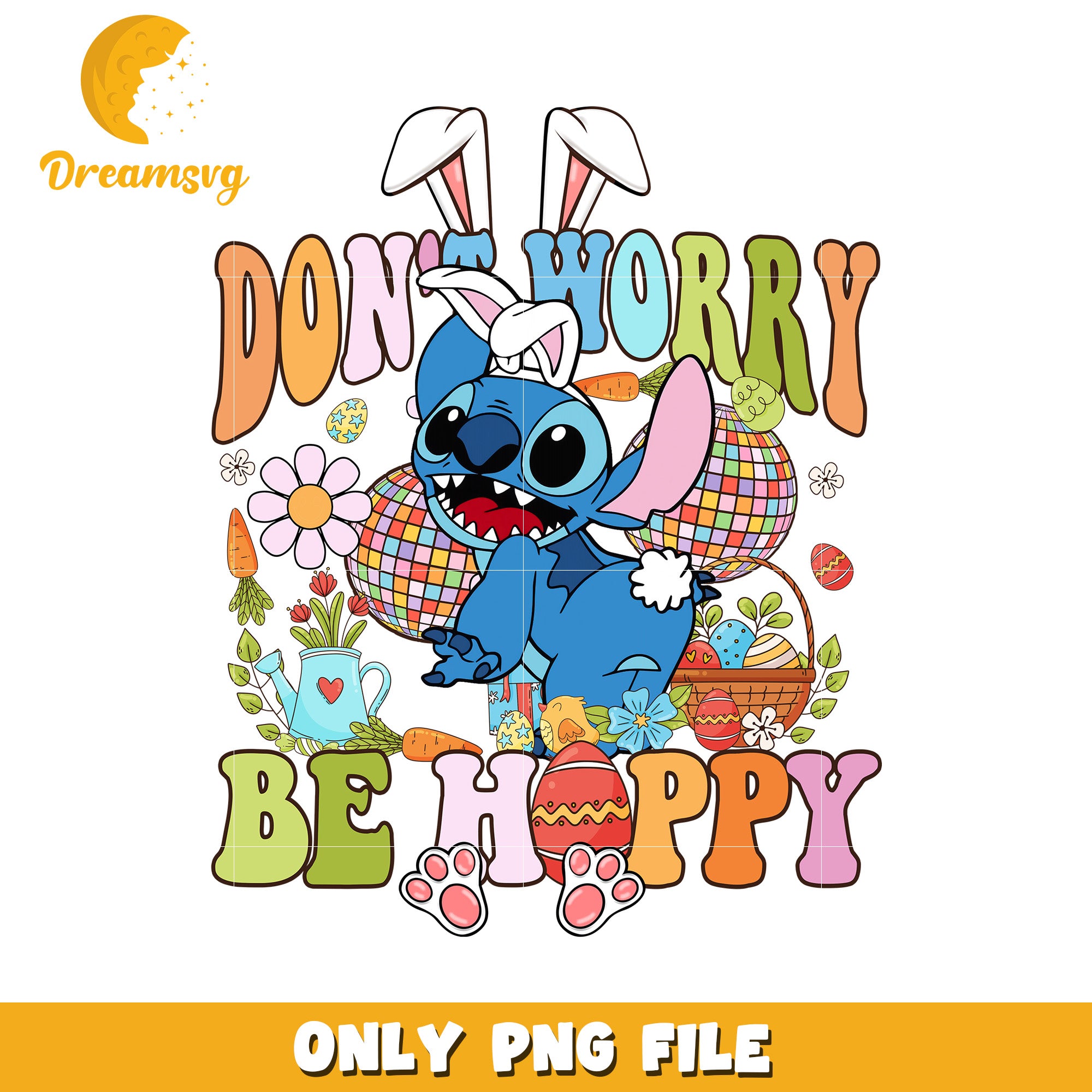 Cute Stitch Illustration Don't Worry Be Happy PNG Art