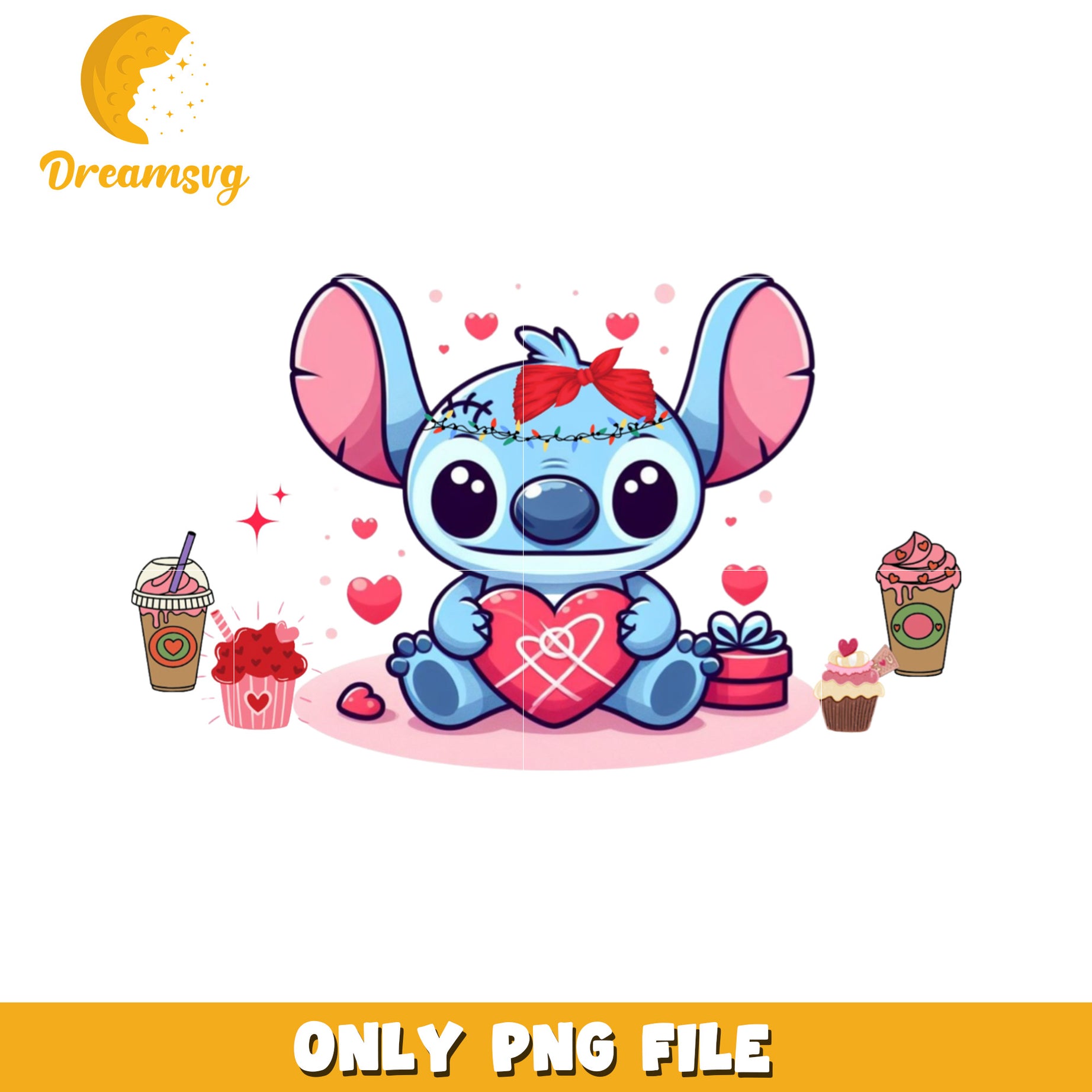 Cute Stitch Valentine PNG