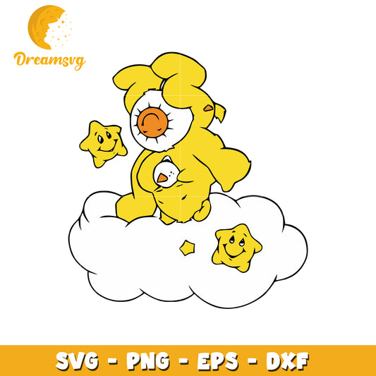 Cute Sun Bear Cloud SVG Cut File