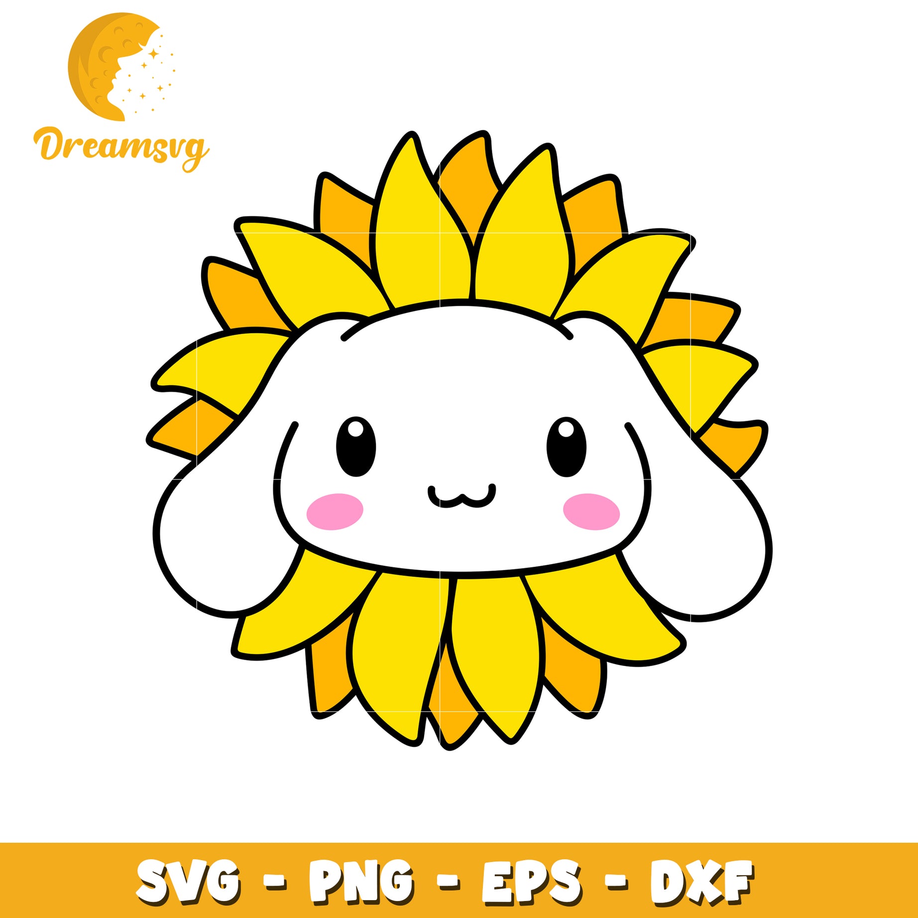 Cute Sunflower Bunny SVG PNG EPS DXF