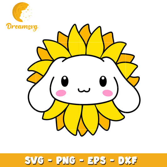 Cute Sunflower Bunny SVG PNG EPS DXF