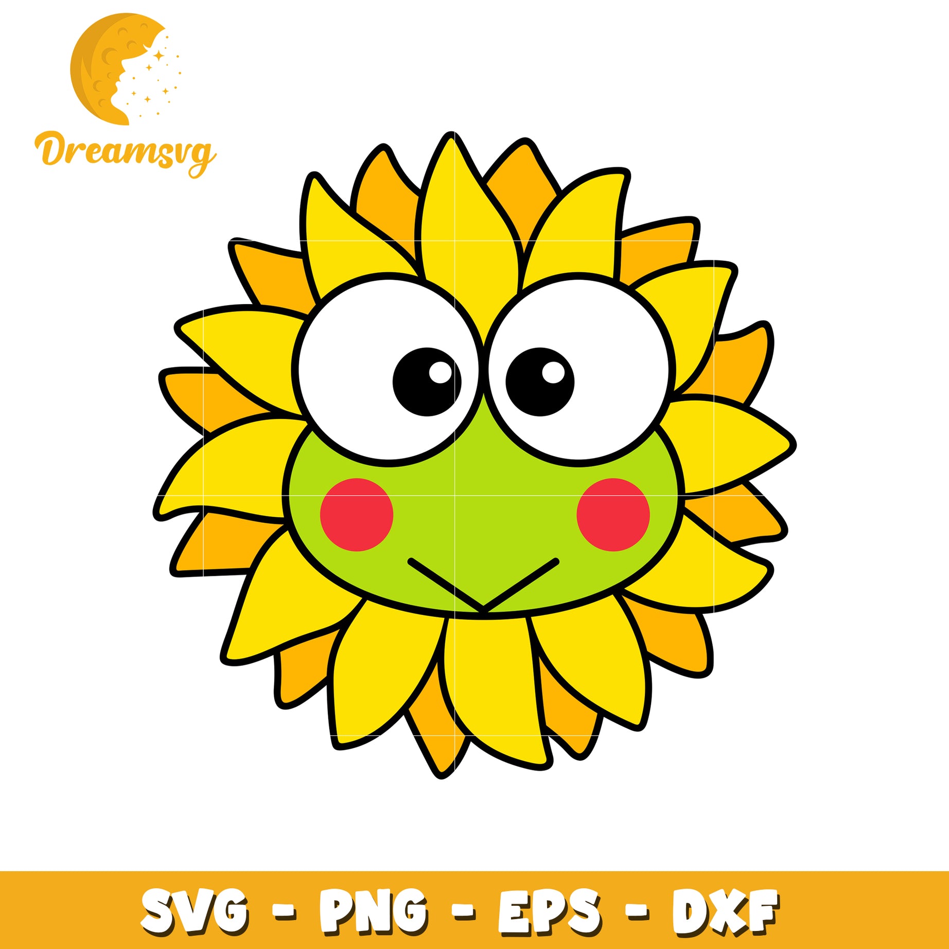 Cute Sunflower Face SVG PNG EPS DXF