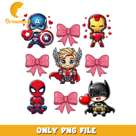 Cute Superhero Valentines PNG