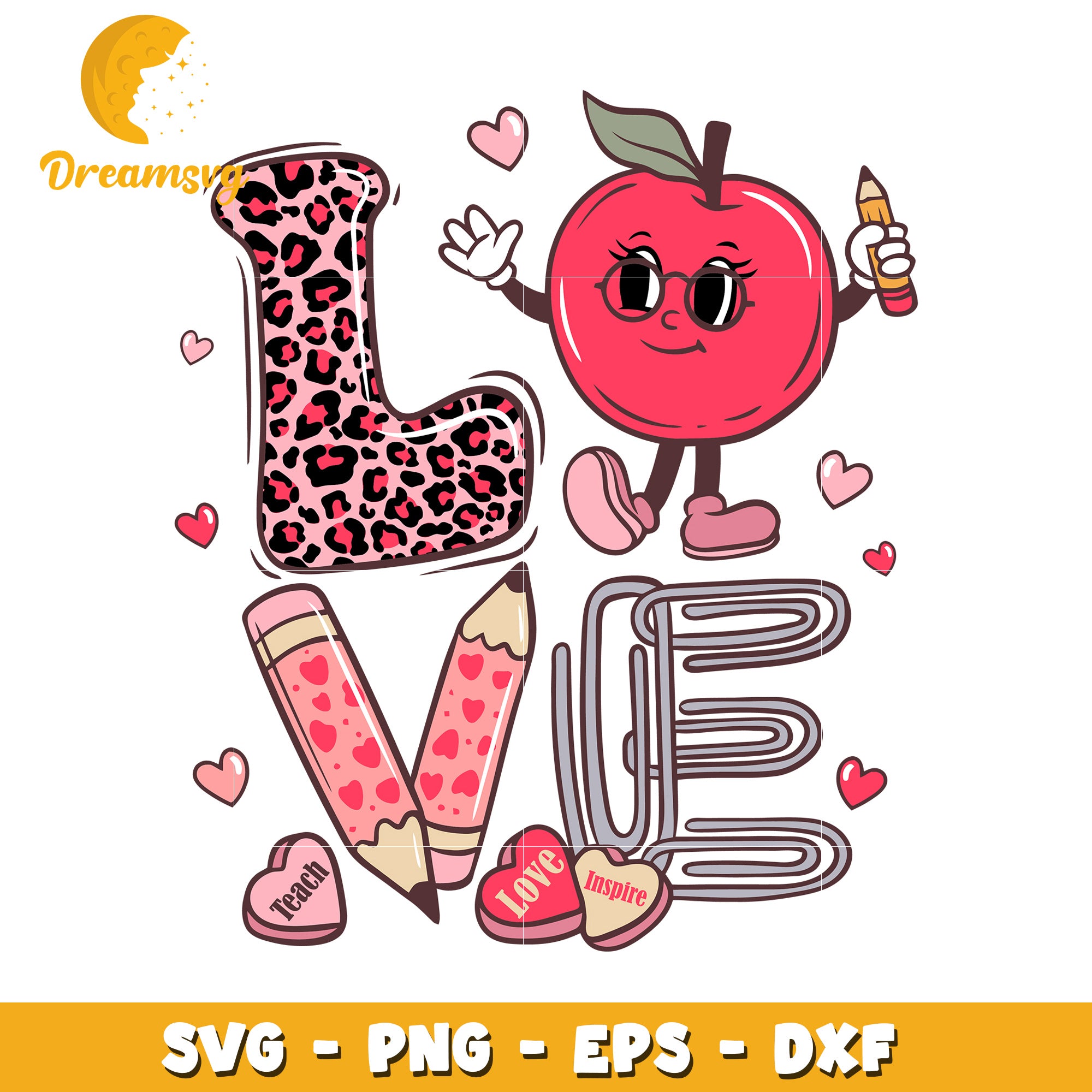 Cute Teacher Love SVG Cut File
