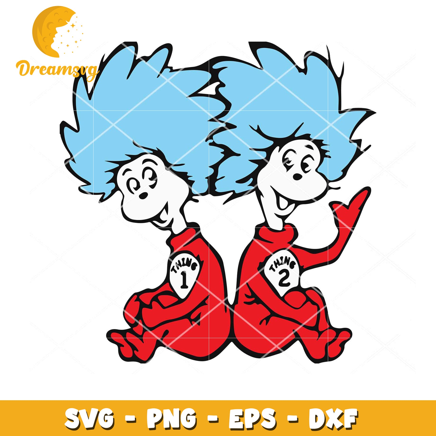 Cute Thing 1 and Thing 2 Instant Download SVG for Crafts