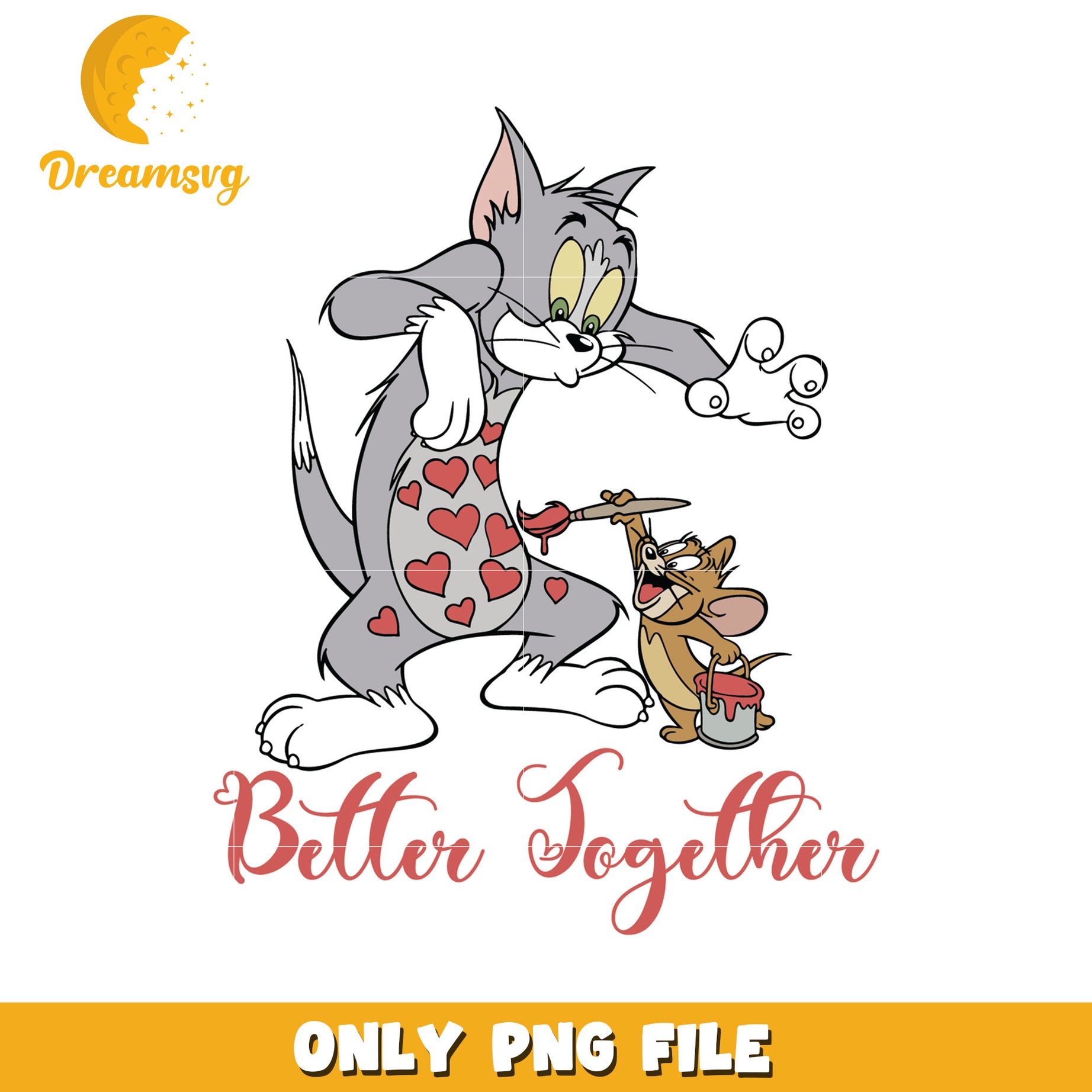 Cute Tom and Jerry Better Together PNG Image File