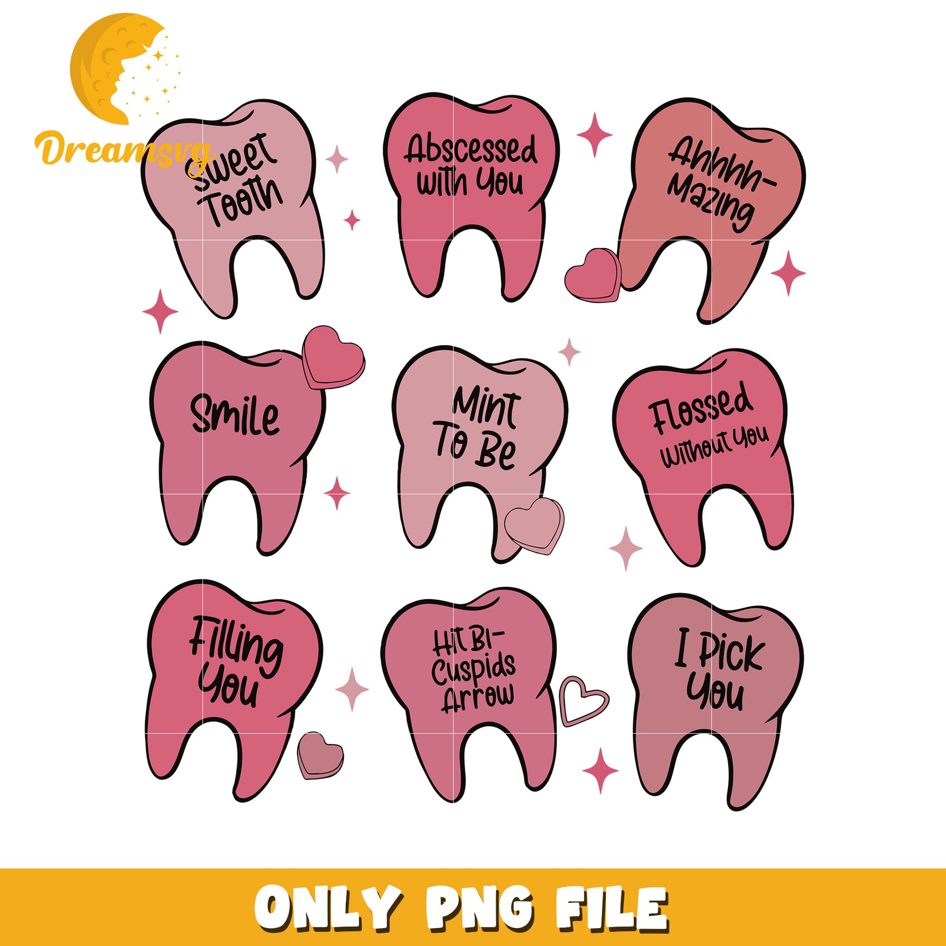 Cute Tooth PNG Sublimation Designs