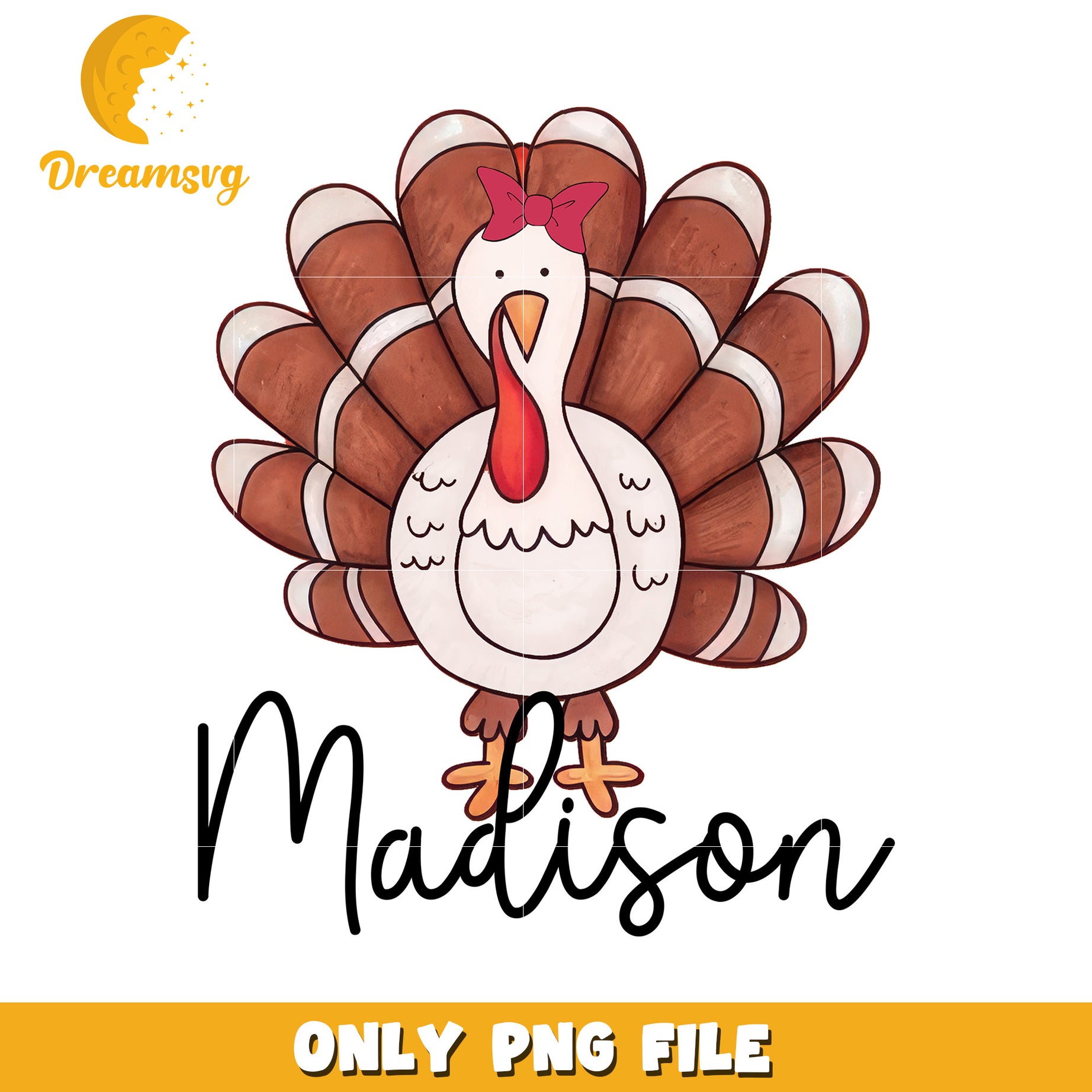 Cute Turkey Girl PNG Thanksgiving