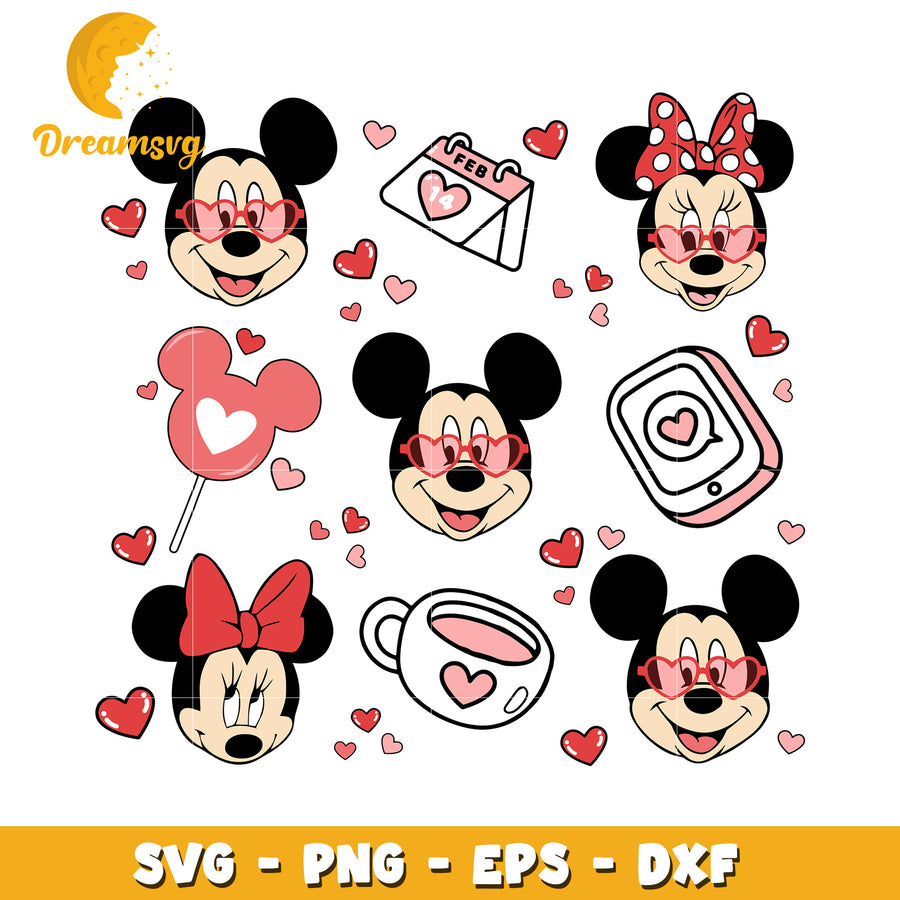 Cute Valentine Mickey Mouse SVG Clipart for Crafting and Design