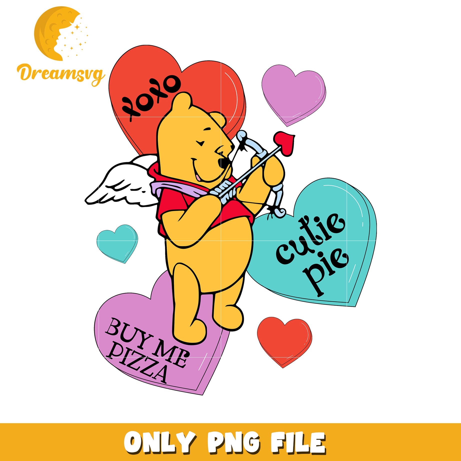 Cute Valentine’s Day Winnie the Pooh PNG Graphic Design