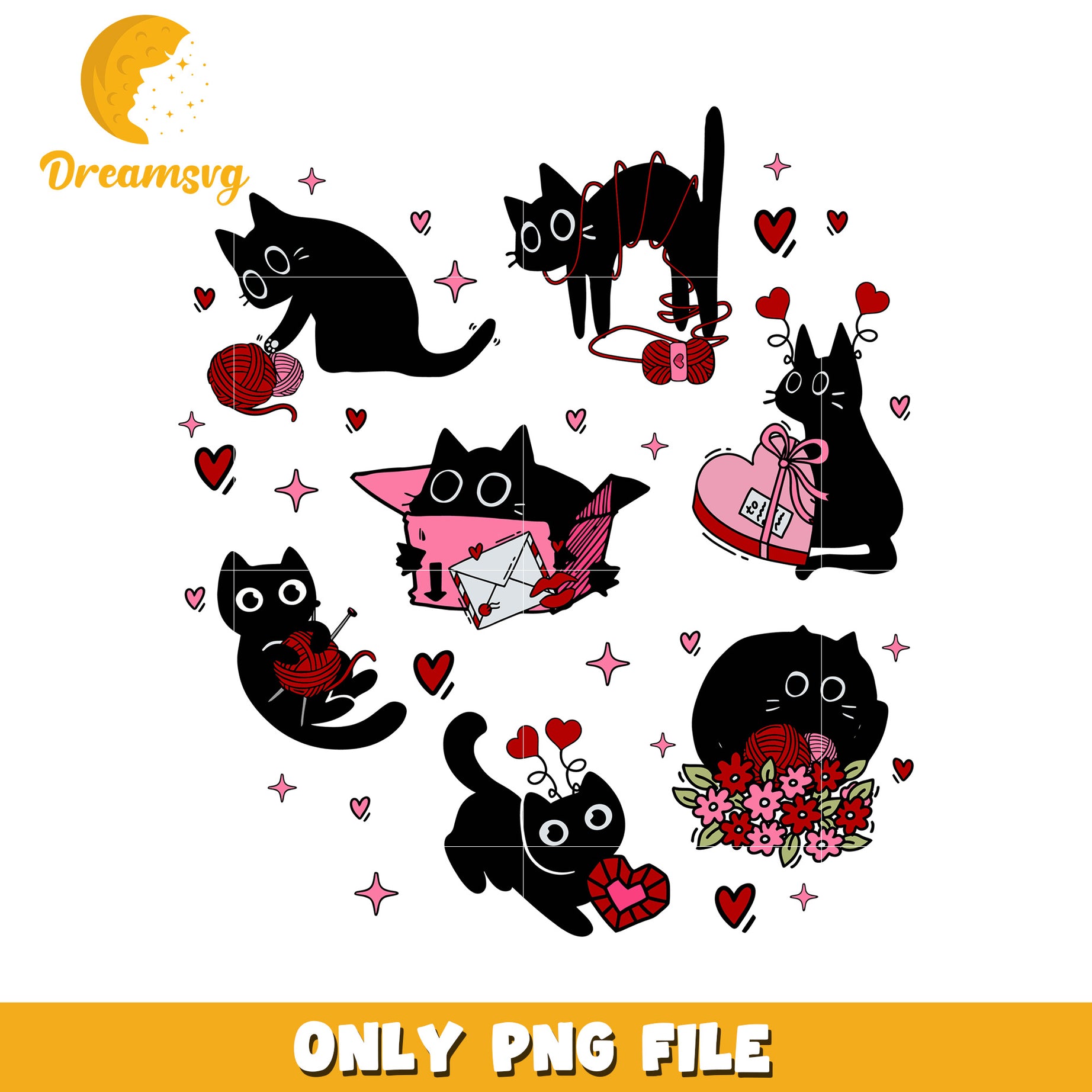 Cute Valentines Cats PNG Design