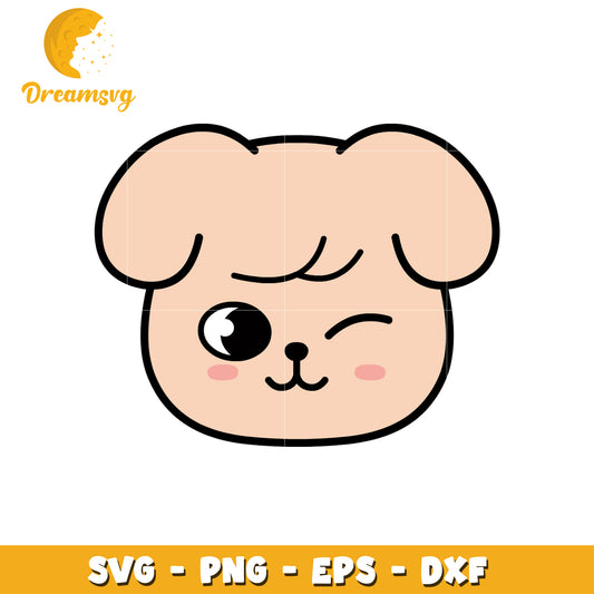 Cute Winking Puppy SVG PNG EPS DXF