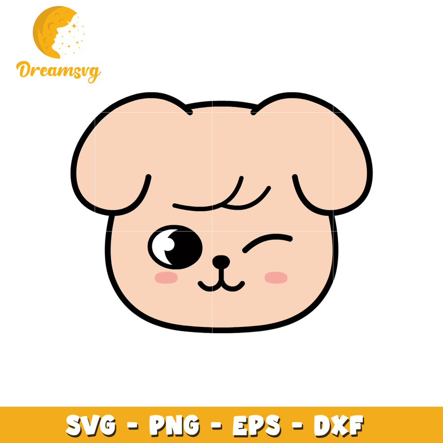 Cute Winking Puppy SVG PNG EPS DXF