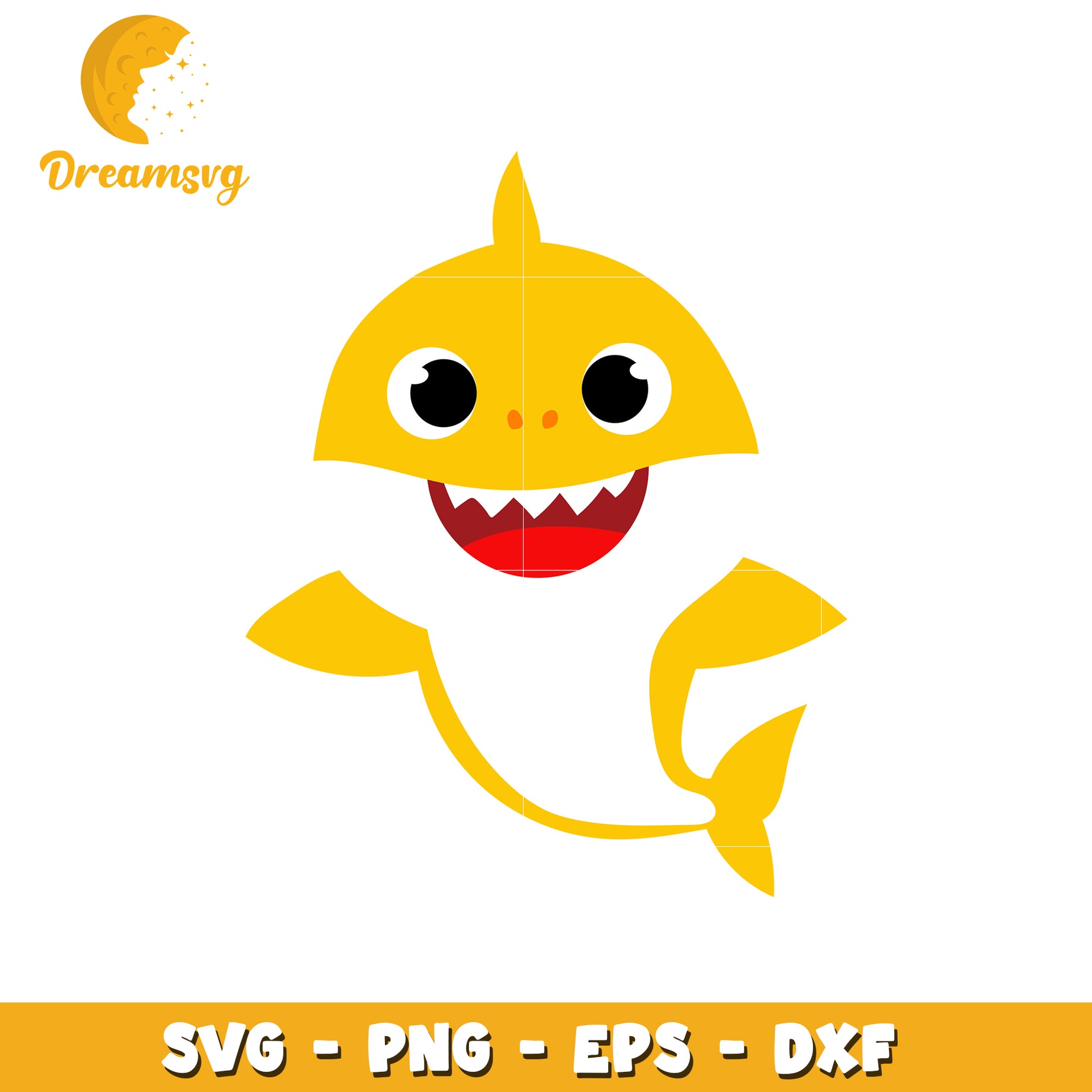 Cute Yellow Shark SVG File for Kids Crafts and Projects 2023